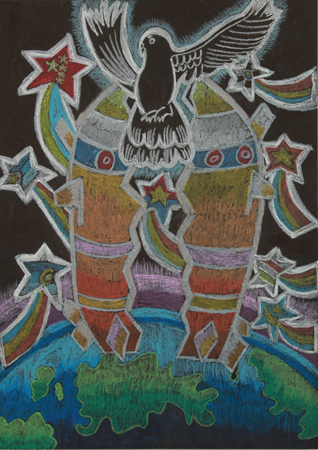 科幻画获奖作品水粉; 国际狮子会2009-2010年度和平海报比赛(广东赛区